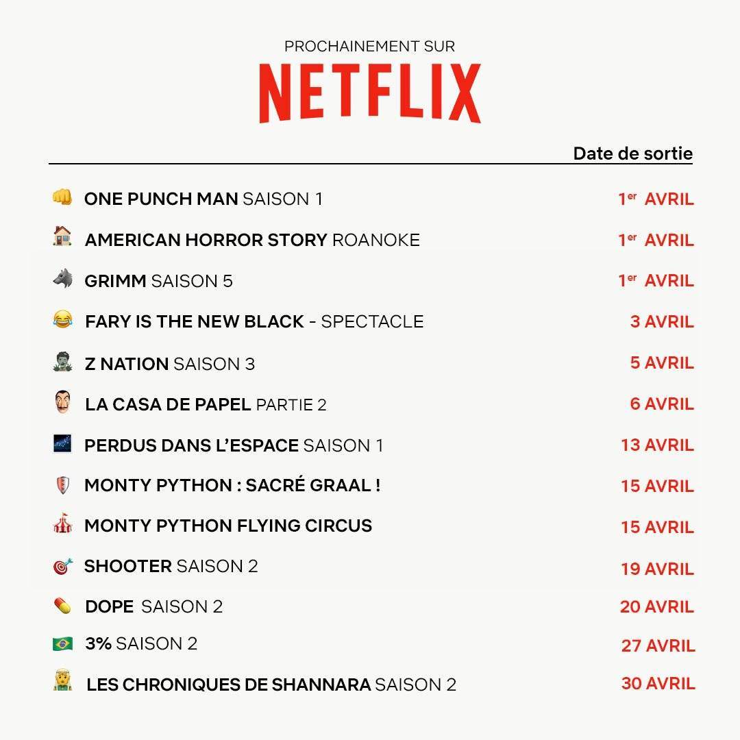 Netflix Voici les nouveautés prévues en Avril ! Conciergerie du Geek